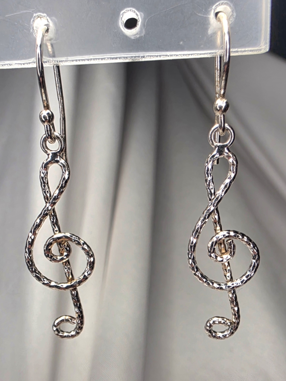 Sterling silver treble clef hook drop dangle earrings music 🎶 🎵